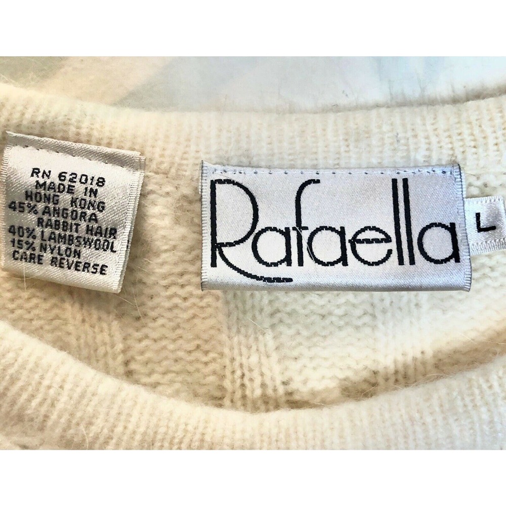 VTG Rafaella Size L Angora Lambswool Cream Sweater - Picture 3 of 9